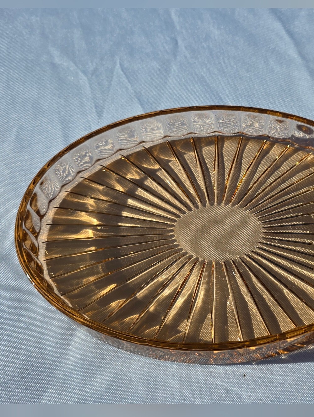 Vintage Pink Depression Glass Oval Relish Tray | Art Deco Sunburst Serving Dish